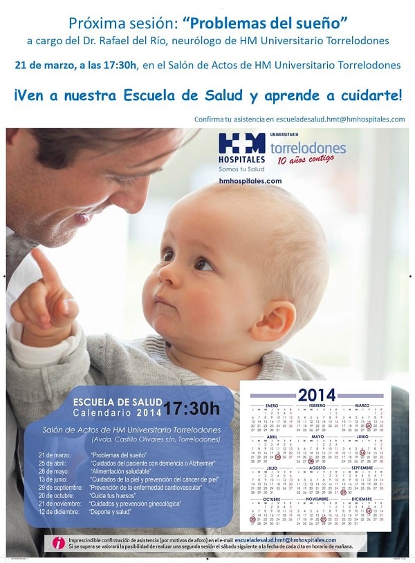 Cartel escuela de salud. marzo. problemas del sueño