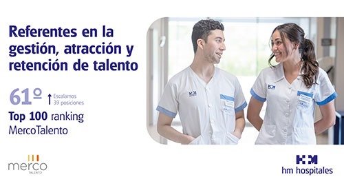 Imagen para: HM Hospitales sube 39 posiciones en MERCO Talento 2024 y se sitúa en el puesto 61º de las empresas con mayor capacidad para atraer y retener el talento en España