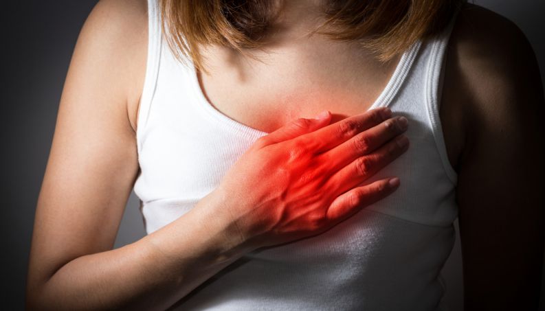 Dolor en el pecho con sensación de opresión o quemazón