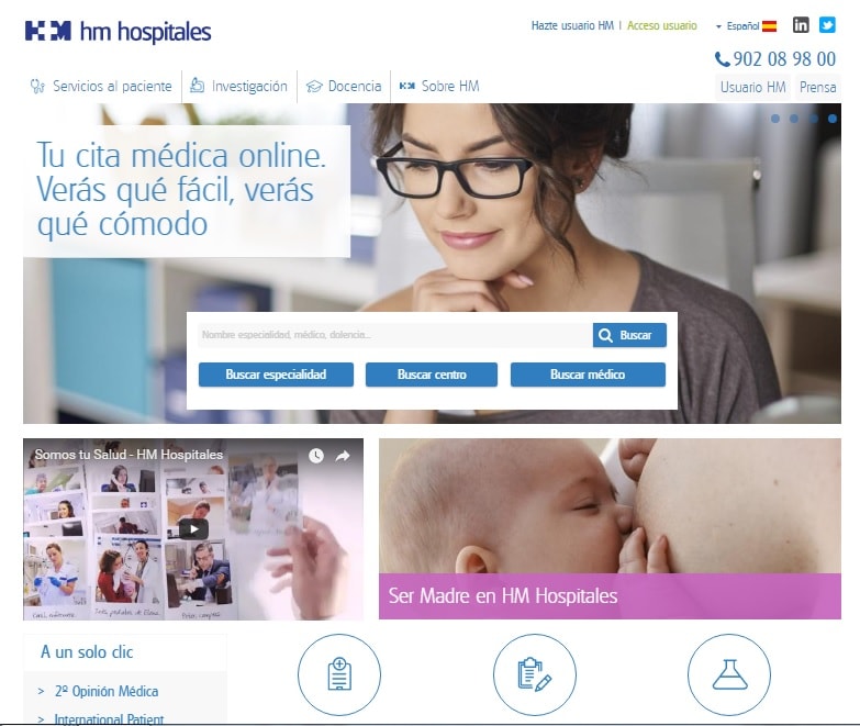 Imagen para: HM Hospitales renueva su página web y reduce a 90 segundos, de media, el tiempo para pedir cita online