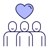 Comite etica. Icono de tres personas y un corazón