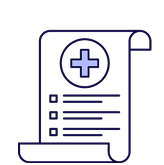 Decalogo hospital. Icono de un documento de salud.